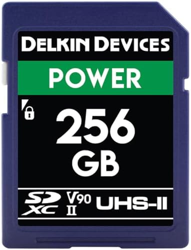 Delkin Devices Power 256GB SDXC UHS-II (V90) - 300MB/s Read, 250MB/s Write | for 8K, 4K, HDR, and 360 Video | High-Performance for Cameras by DelkinDevices