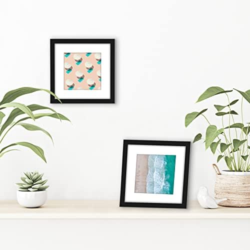 Americanflat 6x6 Picture Frame with Shatter-Resistant Glass - Set of 2 - Use as 4x4 Frame with Mat or Display 6x6 Photo Without Mat - Streamline Collection - Square Frames for Tabletop or Wall - Black - Image 4