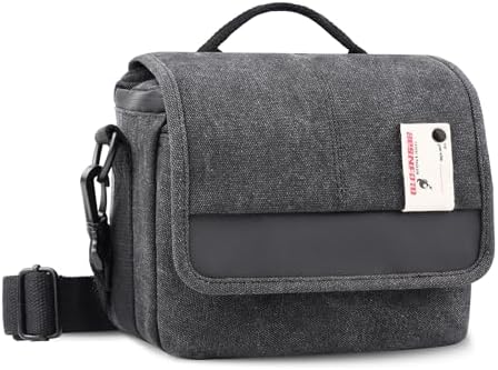 Besnfoto Camera Bag Purse Small Messenger Shoulder Bag for Mirrorless DSLR Camera Waterproof Canvas Compact Photography Case, Black Gray by Besnfoto