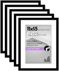 Americanflat 11x15 Picture Frame 5-Pack - Matted to 8x12 - Black by Americanflat