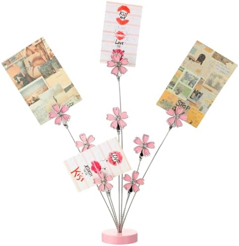 Tandefio 8 Branch Gift Card Tree Holder, Photo Stand with Clips, Pink by Tandefio