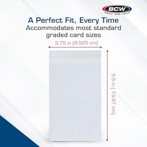 BCW Resealable Graded Card Sleeves | 300 Pack | Universal Fit for PSA, Beckett, SGC & More | Acid-Free Archival Polypropylene | 3¾ x 5½ with 1” Flap - Image 3