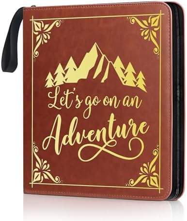 Adventure Leather Photo Album 4x6 200 Photos, DIY Scrapbook with 50 Sheets and 20 Blank Kraft Sheets, Travel Souvenir Diary Photo Book for Family Wedding Baby and Holiday Pictures by Unknown