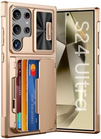 GooseBox for Samsung Galaxy S24 Ultra Wallet Case with RFID Blocking Card Holder, Camera Cover, Kickstand, Full Body Shockproof Case for S24 Ultra 6.8Inch 2024 for Women Men-Champagne Gold(Upgraded) by GooseBox