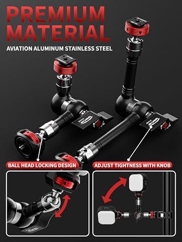 IFOOTAGE Magic Arm Clamp Adjustable Friction Power Articulating Magic Arm with 1/4" Thread Screw and Cold Shoe Mount for DSLR Camera Rig/Monitor/LED Lights (9.5Inc) - Image 3