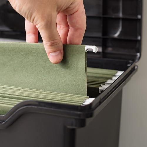 IRIS USA File Box Organizer with Lid, Letter File, Portable Handle, Black - Image 6