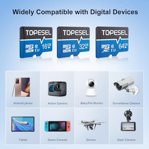 TOPESEL 16GB Micro SD Card 5 Pack Memory Cards with Adapter SDHC UHS-I Flash Memory Card Micro TF Card for Smartphone, Camera, Dash Cam(5Pack 16GB) - Image 7