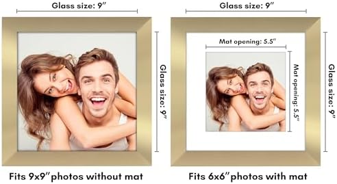 Americanflat 9x9 Picture Frame - Matted to 6x6 - Engineered Wood - Gold - Image 2