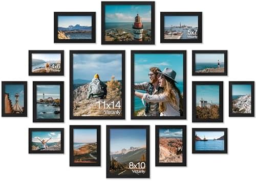 Vittanly 16 Pack Picture Frames Collage Wall Decor, Black by Vittanly