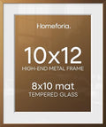 Homeforia 10x12 Bronze Picture Frame, High-End Metal, 8x10 Mat, Glass by Homeforia