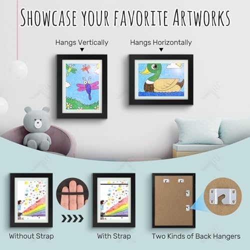 4 Pack 9x12 Front-Opening Kids Artwork Frames Changeable (Black) - Image 2