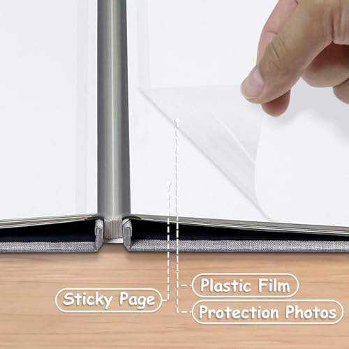 Photo Album Scrapbook – Holds 4x6, 5x7 & 8x10 Pictures – Self-Adhesive Pages for Baby, Wedding, Travel & Family Memories | Includes Metallic Pen & Scraper/Light Grey Large DIY Memory Book for Gifts - Image 5