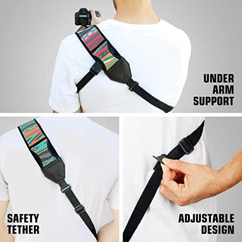 USA Gear Camera Sling Shoulder Strap - Adjustable Neoprene, Safety Tether, Accessory Pocket, DSLR Strap Quick Release - Compatible with Canon, Nikon, Sony and More DSLR Mirrorless Cameras (Southwest) - Image 6