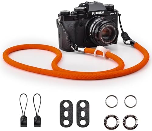 VOVMOEYA Nylon Braided Camera Rope Strap, Camera Neck Shoulder Strap with O-Ring for DSLR & Mirrorless Camera - Orange by VOVMOEYA