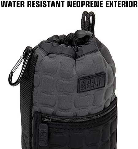 USA Gear FlexARMOR-X Large Lens Case Pouch with Deluxe Padded Neoprene Protection - Fits Camera Lenses up to 7.87" x 3.80", Drawstring Opening, Carabiner Clip, Zippered Storage Pocket - Image 4