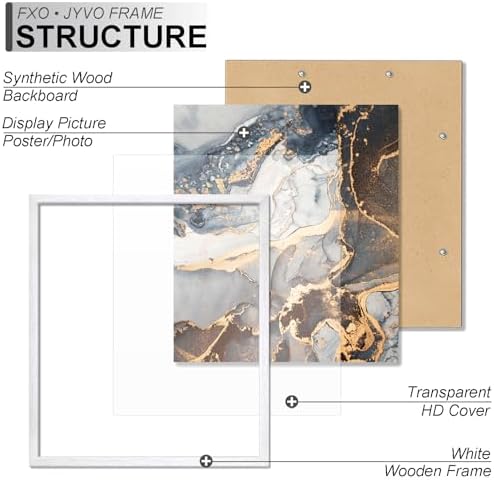 Fxojyvo 14x17 Picture Frame Set of 3 White Engineered Wood Wall Hanging - Image 3