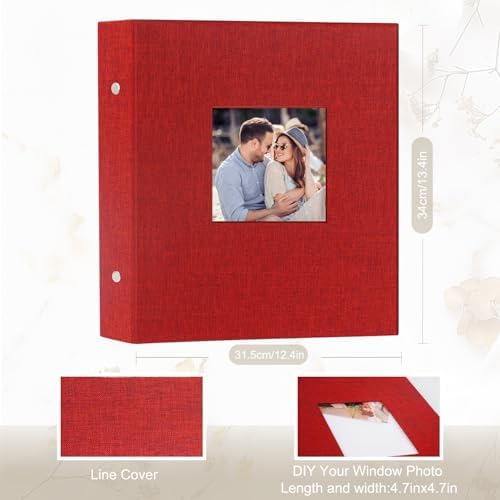 Artmag Fabric Photo Album 4x6 1000 Large Capacity for Family Wedding Anniversary Linen Album Holds 1000 Horizontal and Vertical Photos (1000 Pockets, Red) - Image 2
