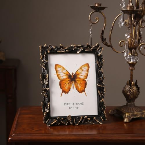 Black 8X10 Vintage Picture Frames Gold Butterfly Elegant Retro European Design, Antique Photo Frame for Wall Hanging and Tabletop Display, Retro Design Home Decor - Image 2