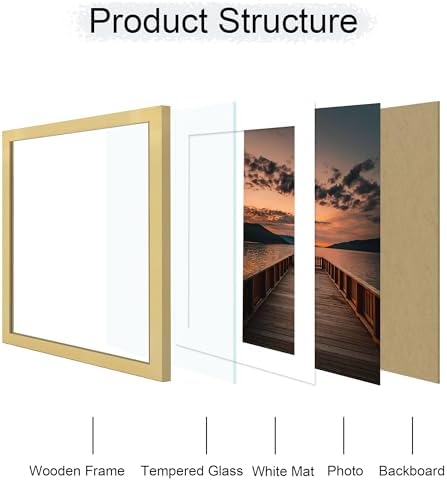 20x24 Picture Frame Set of 2, 20 x 24 Wood Poster Frames with Mat for 16x20, Wooden Photo Frames with Tempered Glass Cover for Wall Display, Gold - Image 5