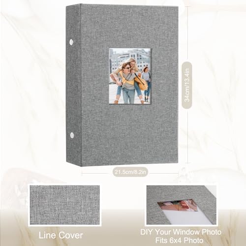 Artmag Fabric Photo Album 4x6 300 Large Capacity for Family Wedding Anniversary Linen Album Holds 300 Horizontal Photos (300 Pockets, Grey) - Image 2