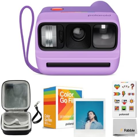 Polaroid Go Generation 3 Instant Film Camera Bundle with Go Color Film 16 Exposures, Protective Hard Case, Wrist Strap, & Accs. for Instant Photography (Purple) by Polaroid