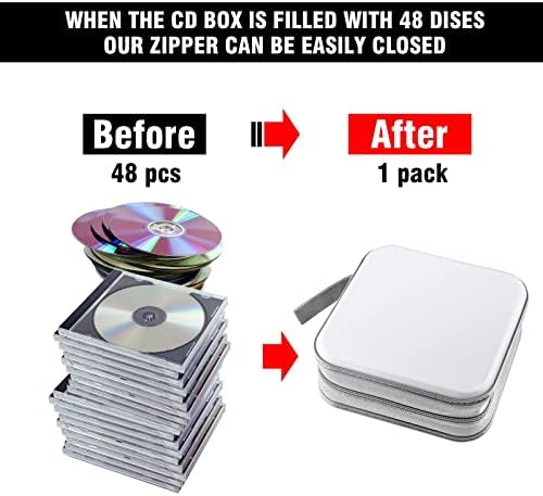 CD/DVD Case Wallet, 48 Capacity, White, Plastic + PP Film + Non-Woven Fabric, Lightweight, Portable - Image 4