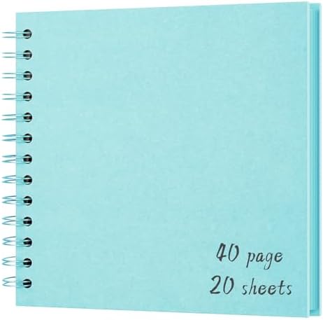 DIY Scrapbook Album 7x7 Inch, Hardcover Kraft Paper Scrap Book Photo Album, Blank Page Memory Scrap Book for DIY Crafts, Traveling, Wedding, Anniversary, Birthday, 40 Pages (20 Sheets), Blue by Sprsthai