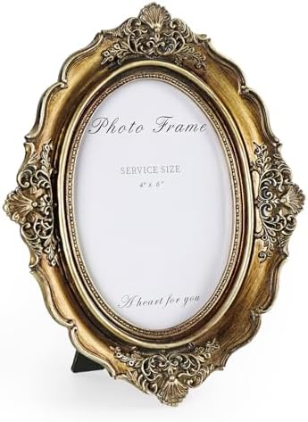 Cuspin 4x6 Vintage Picture Frame Gold Oval Ornate Resin Photo Frame by Cuspin