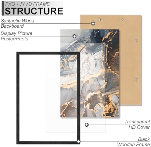 Fxojyvo 22x34 Picture Frame Black Engineered Wood Wall Hanging - Image 3