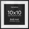 Homeforia 10x10 Black Picture Frame, High-End Metal, 8x8 Mat, Glass by Homeforia
