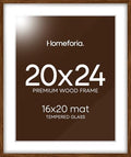 Homeforia 20x24 Brown Oak Picture Frame, High-End Wood, 16x20 Mat, Glass by Homeforia