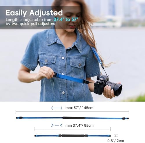 Mirrorless Camera Neck Strap with Quick Release Buckles, Adjustable Shoulder Sling Strap for Sony A7C II A7 IV III A7R V IV ZV1 ZV-E10 Canon EOS R100 R50 M50 M6 Nikon Z30 Z50 Z6 Z7 II & More (Black) - Image 4