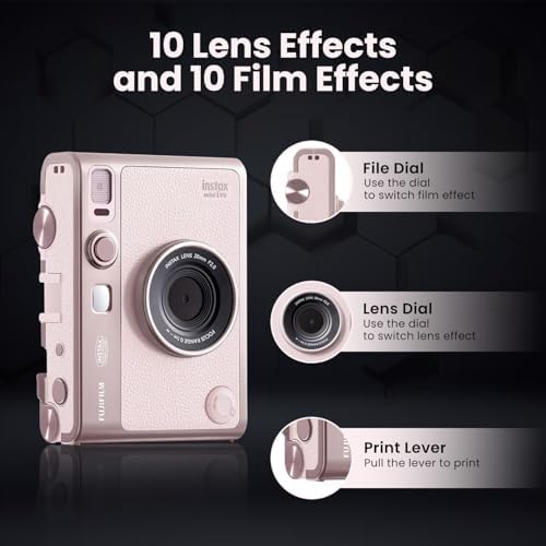 Fujifilm Instant Mini EVO Hybrid Camera Bundle with 20 Instant Film Sheets + 32GB Memory Card + Carrying Case + Flex Tripod + BluebirdSales Cleaning Cloth (Gentle Pink) - Image 4