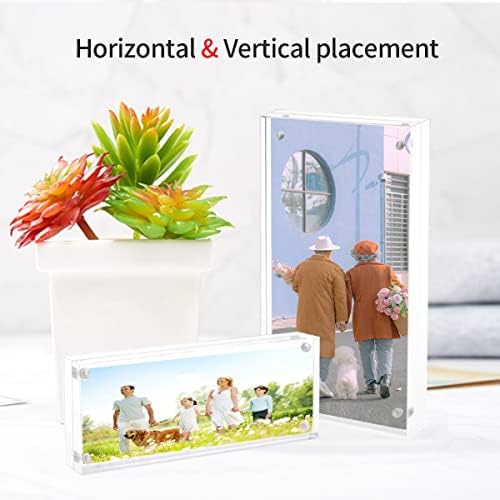 Sezanrpt 2x6 Acrylic Pictures Frames, Transparent 2 Sided Ticket Frame Postcard Frame, Tabletop Small Tiny Acrylic Magnetic Picture Frames for Family, 12 + 12MM Thickness… - Image 5