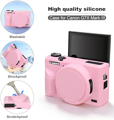 BOVKE Hard Case+Silicone Cover for Canon Powershot G7 X Mark III,Jelly Pink - Image 4
