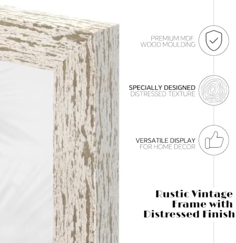 puthiac 4x6 Rustic Farmhouse Picture Frame, Distressed White, 1 Pack - Image 2