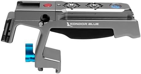 KONDOR BLUE Talon XL NATO Top Handle with REC Trigger for Camera Cages, Dual NATO Rail, 3/8-16 ARRI-Style Mounts, Cold Shoe Slots, Remote REC Button, Ergonomic Grip, Bubble Level, Gray by KONDORBLUE