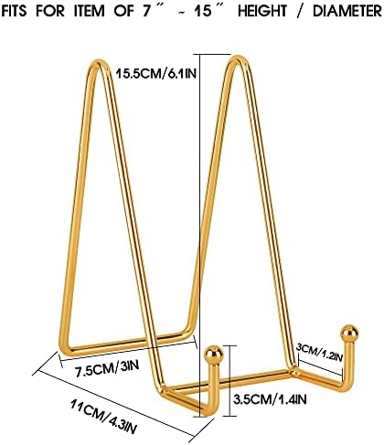 Decolore 5 Pack 6 Inch Gold Metal Display Stands Plate Stand Display Stands for Picture, Decorative Plate, Book, Photo Easel, Artistic Work - Image 2