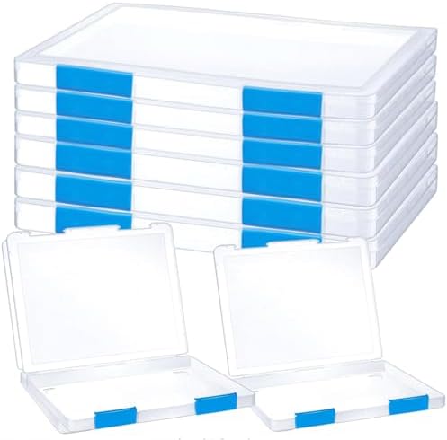 LonlyEagle 6 Pack A4 File Portable Project Case, Plastic Storage Box for 8.5" x 11" Letter Paper, Documents Magazines Holder Scrapbook Paper Storage Boxes (blue) by LonlyEagle