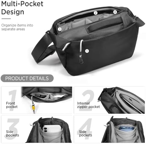 TAAOKA Camera Sling Bag, Waterproof Camera Case with Tripod Holder, DSLR/SLR/Mirrorless Cameras Shoulder Bag, Crossbody Camera Bags for Photography (Black) - Image 4
