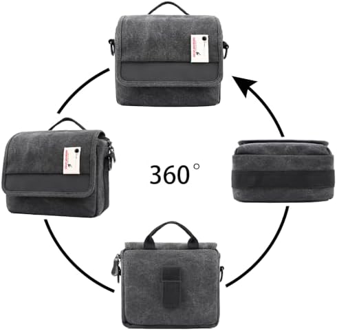 Besnfoto Camera Bag Purse Small Messenger Shoulder Bag for Mirrorless DSLR Camera Waterproof Canvas Compact Photography Case, Black Gray - Image 6