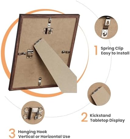 upsimples Picture Frames set of 19, Including 8x10, 5x7, 4x6 Brown Frame - Image 4