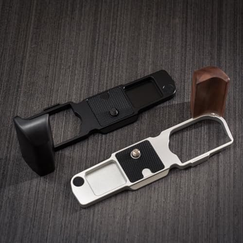 Handmade Wooden Handle Grip L Plate Alloy Base for OM System OM-3 Camera (Walnut + Black Base) - Image 2
