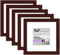 Americanflat 7x7 Picture Frame 5-Pack - Matted to 4x4 - Mahogany by Americanflat