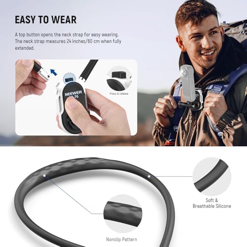 NEEWER GP-76 Magnetic Neck Mount Compatible with GoPro DJI Action Cameras, Quick Release Neck Holder with Air Cushion & Adjustable Chest Strap, Accessories Kit for POV Video Recording Vlogging - Image 3
