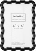 4x6'' Black Heavy Duty Photo Frame,Unique Wave Design High-End Zinc Alloy Picture Frames 6x4'',Fashionable Style Frame with Velvet & Backing for Desktop and Wall Decor by GorYeeFine