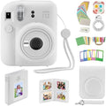 Fujifilm Instax Mini 12 Instant Camera with Case, Decoration Stickers, Frames, Photo Album and More Accessory kit (Clay White) by FUJIFILM