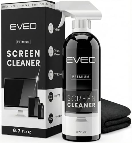 EVEO Screen Cleaner Spray - Large Screen Cleaner Bottle - TV Screen Cleaner, Computer Screen Cleaner, for Laptop, Phone, Ipad - Computer Cleaning kit Electronic Cleaner (1 Pack) by EVEO