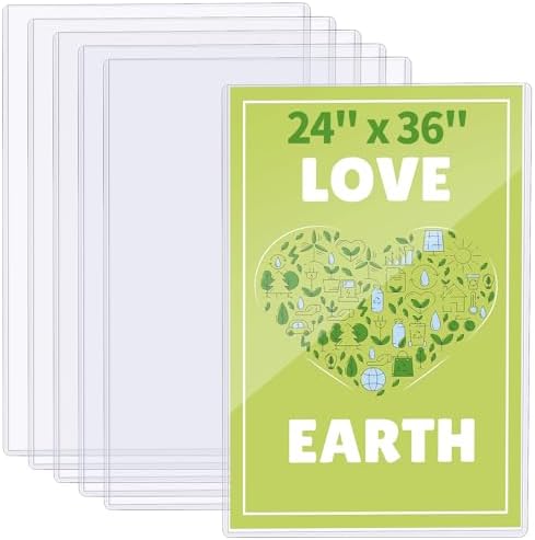 6 Pcs 24 x 36 Toploaders Rigid Print Protectors Clear Poster Protector Sleeve Sheet PVC for Document Holder Photo Protector (6, 24 x 36 Inches) by Unknown