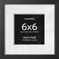 Homeforia 6x6 Black Oak Picture Frame, High-End Wood, 4x4 Mat, Glass by Homeforia